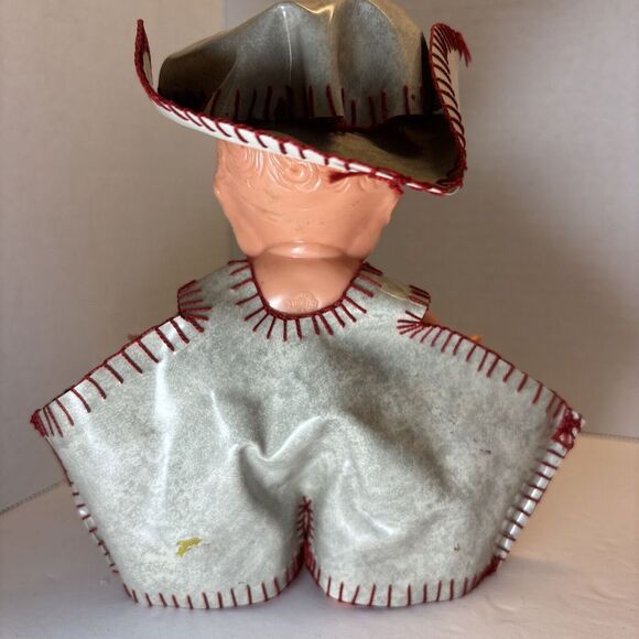 1930a CELLULOID KEWPIE TYPE DOLL SHOT GLASS  HOLDER GRAY OVERALLS SIDEWARD EYES - Picture 5 of 12